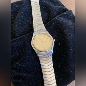 Ebel Stainless Steel and 18K Gold Wave Watch with Diamonds